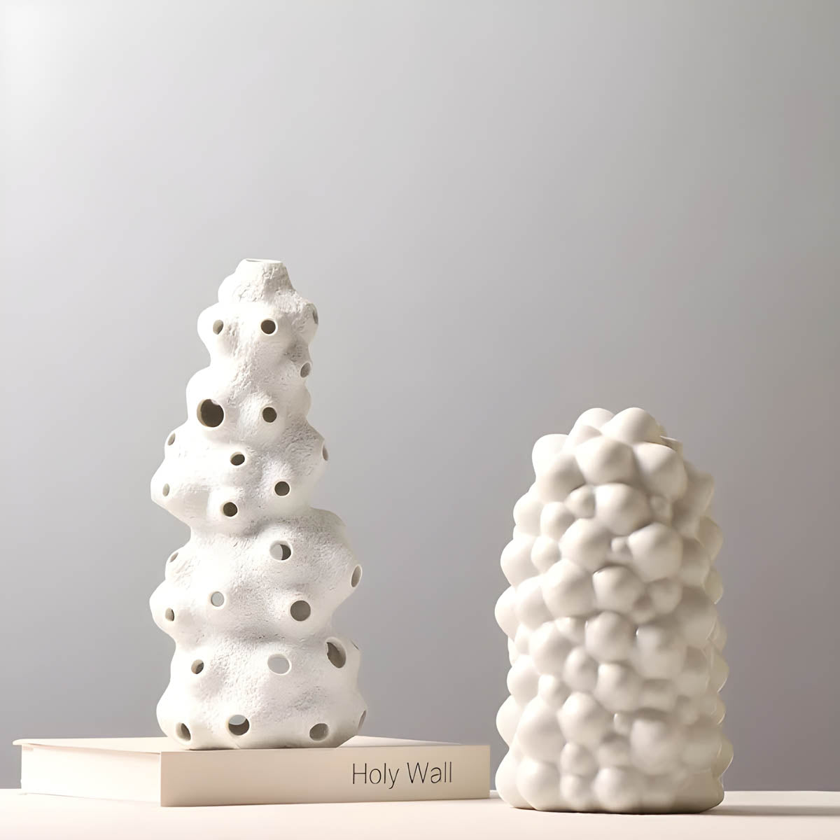 Ceramic Porcelain Sculptural Vase with Organic Perforations