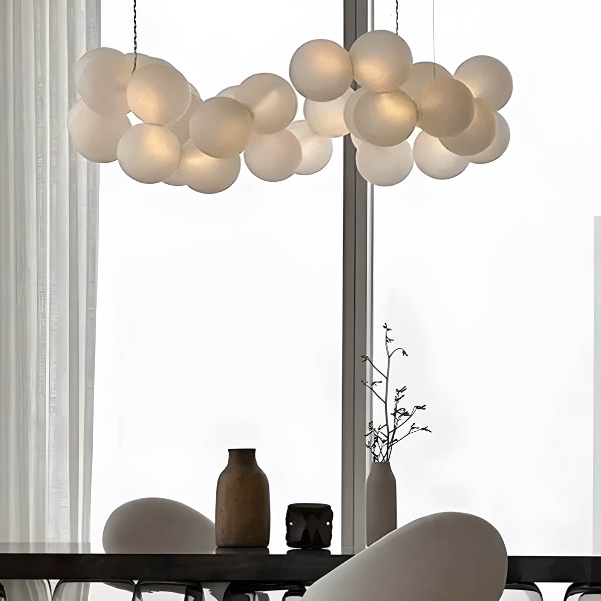 Cloud-tuft LED pendant chandelier, alloy & acrylic