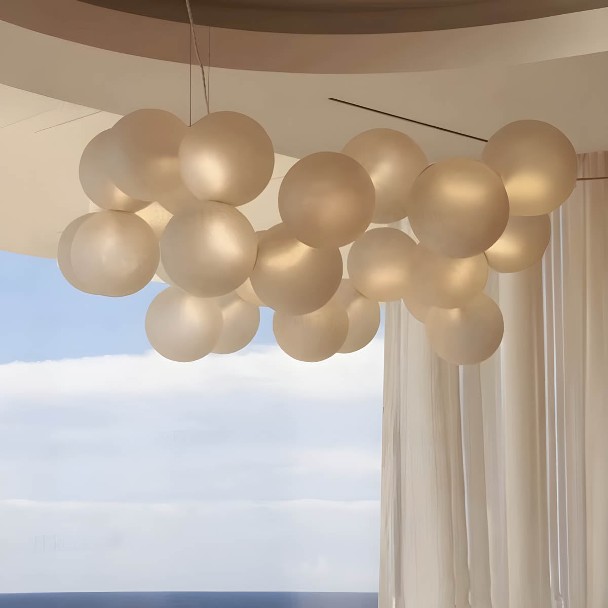 Cloud-tuft LED pendant chandelier, alloy & acrylic