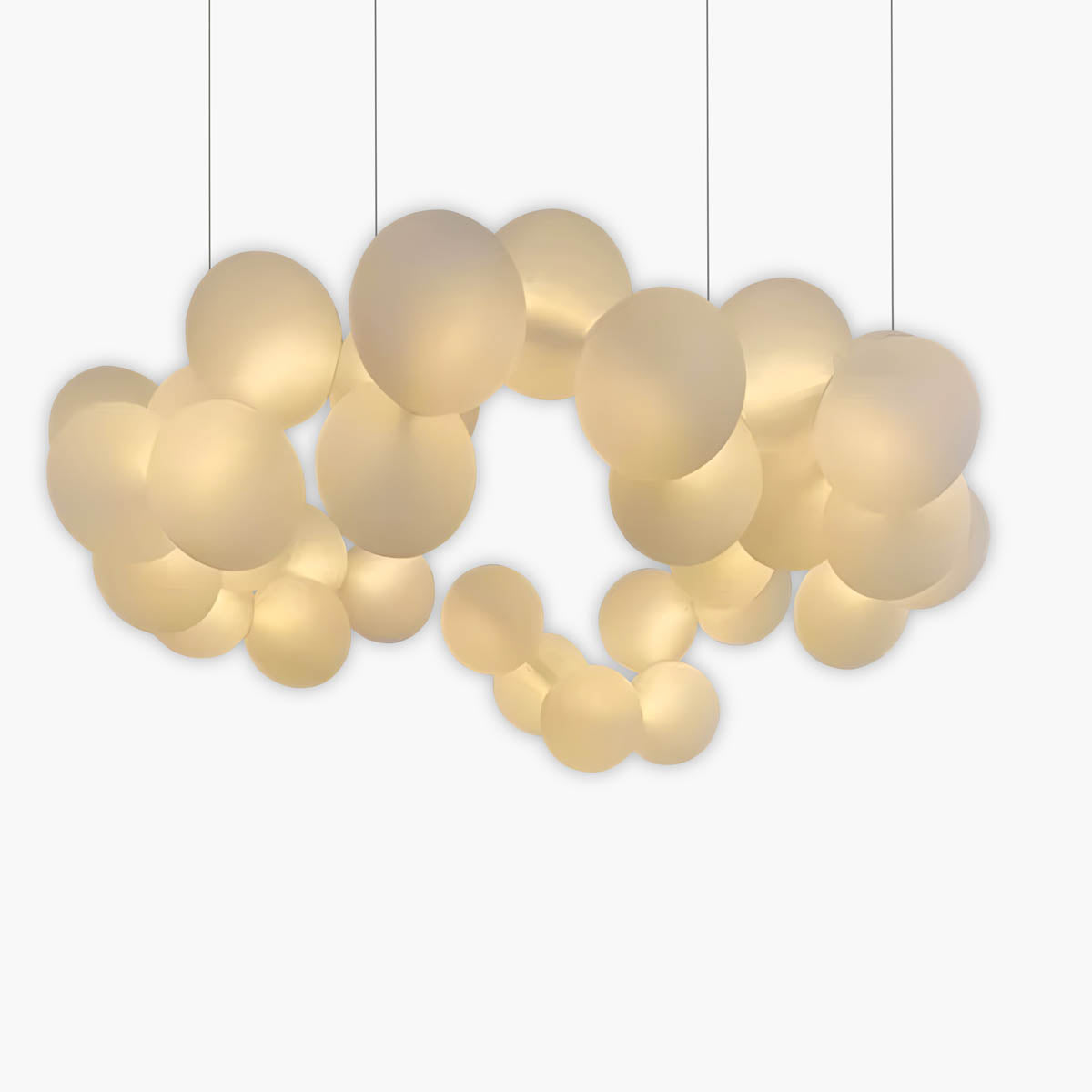 Cloud-tuft LED pendant chandelier, alloy & acrylic