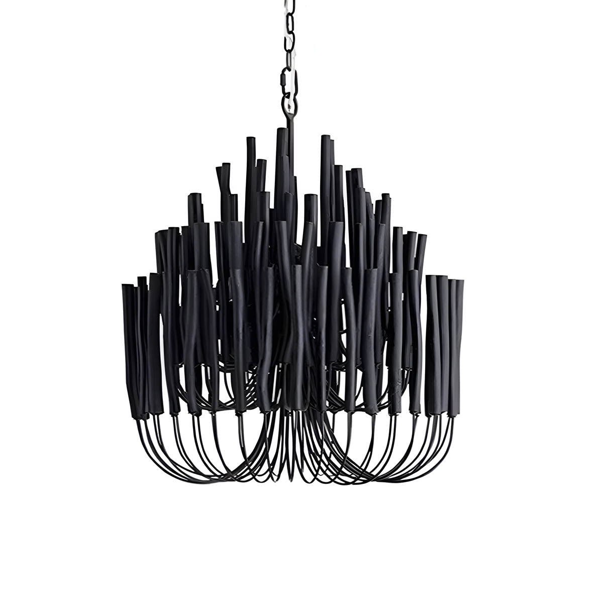 Iron and wood chandelier – modern candle design