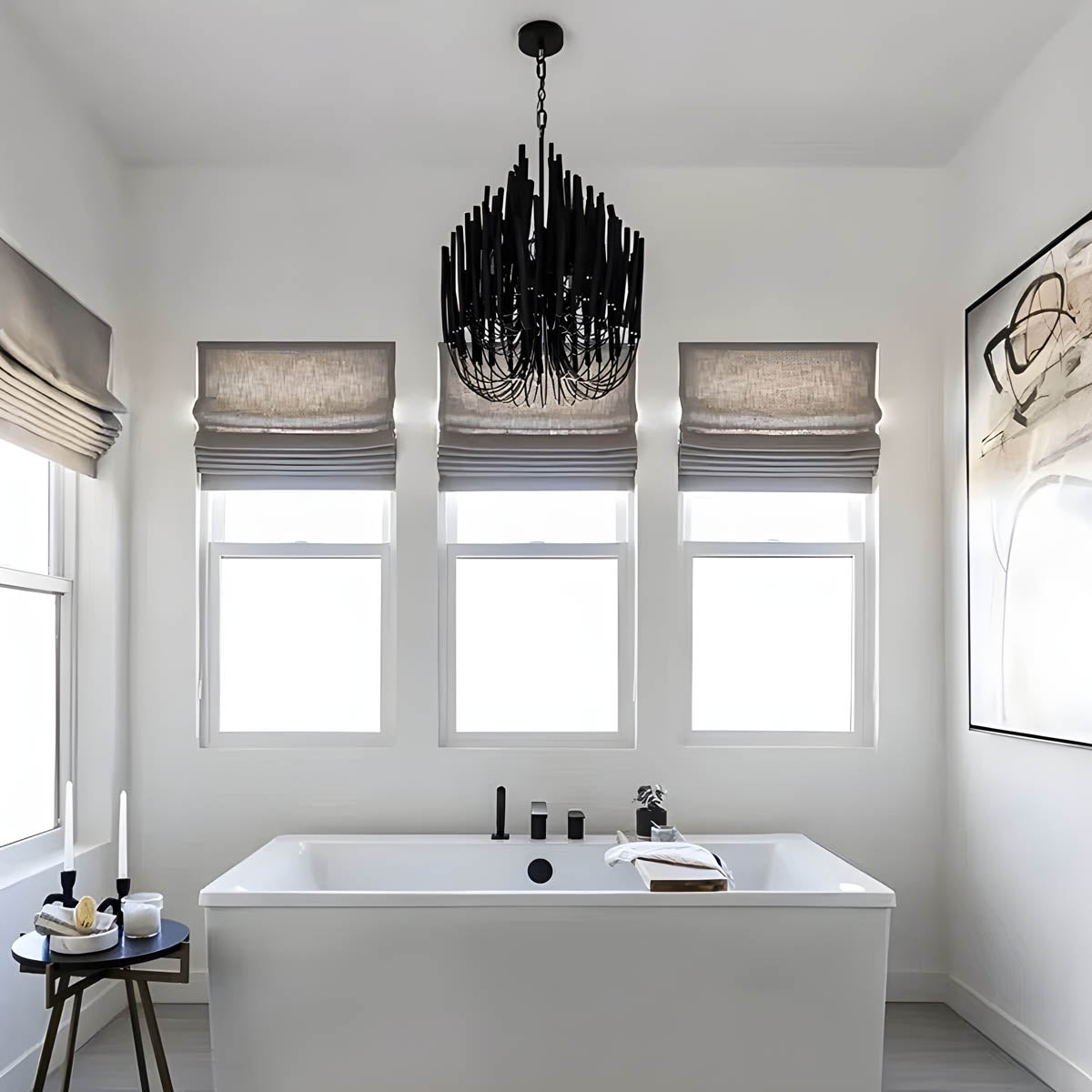 Iron and wood chandelier – modern candle design