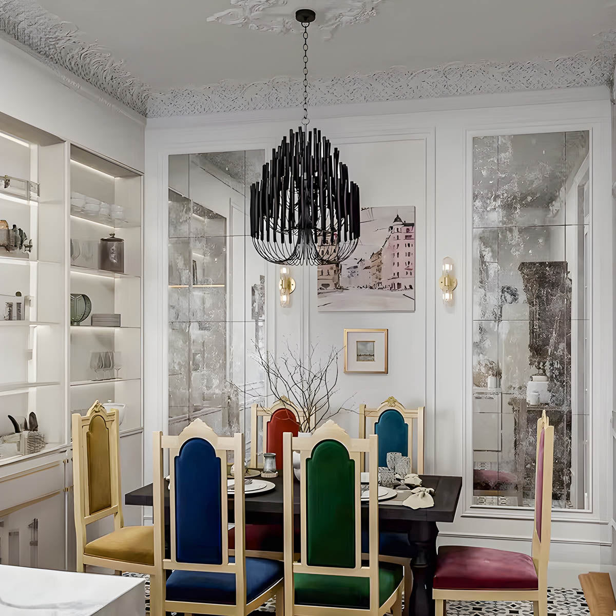 Iron and wood chandelier – modern candle design