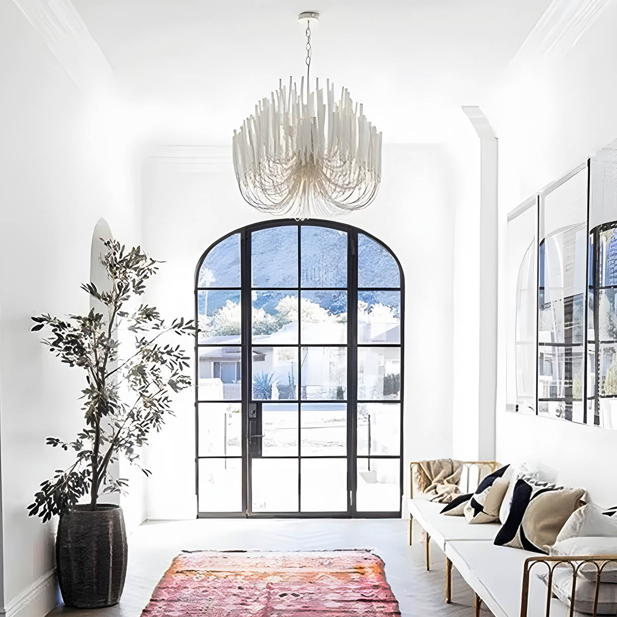 Iron and wood chandelier – modern candle design