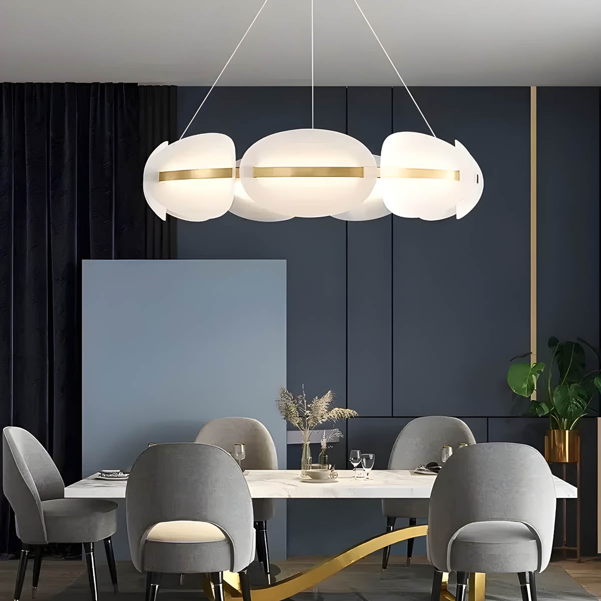 Multi-head Pendant Ceiling Light in Frosted Acrylic & Iron