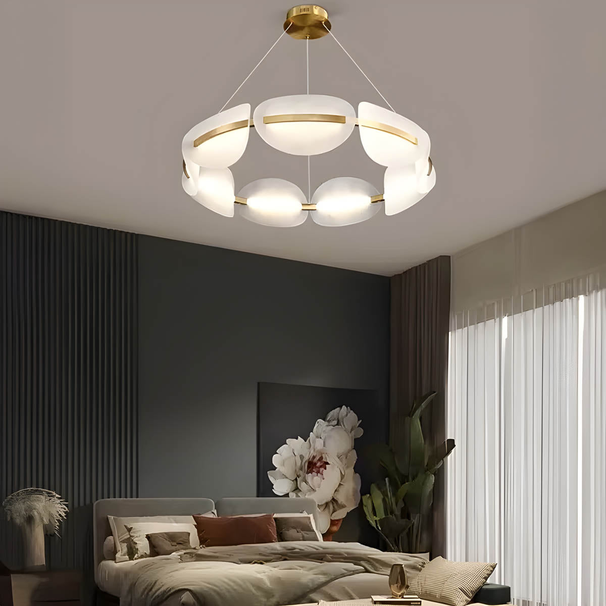 Multi-head Pendant Ceiling Light in Frosted Acrylic & Iron