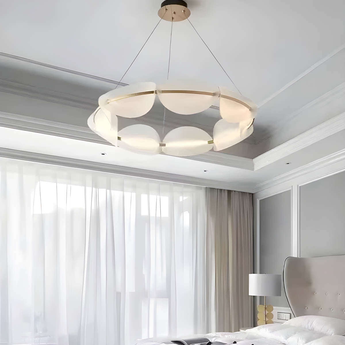 Multi-head Pendant Ceiling Light in Frosted Acrylic & Iron