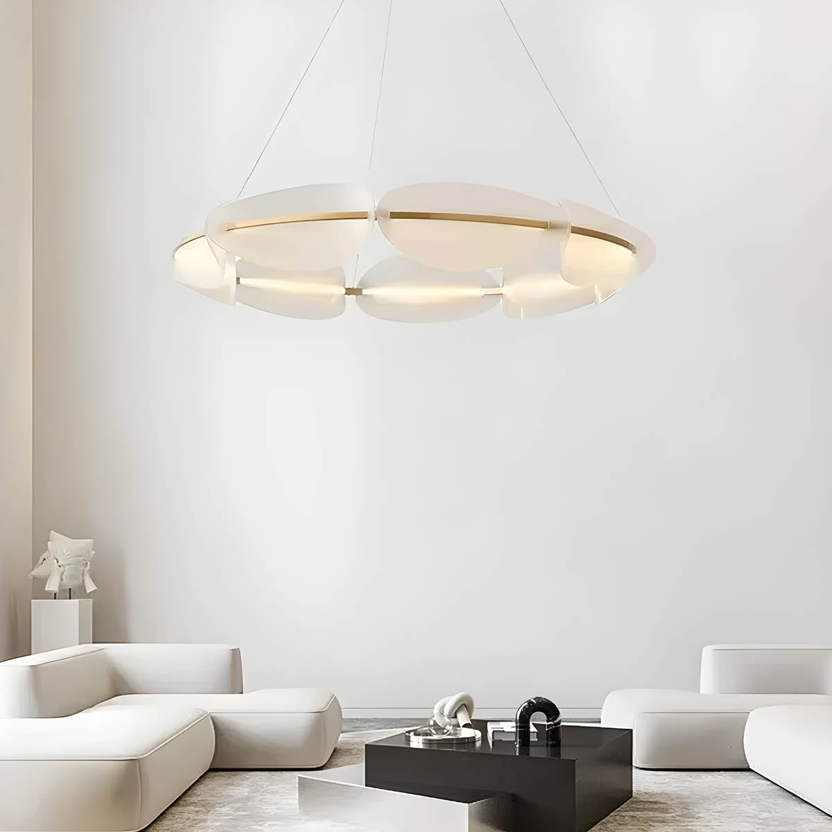 Multi-head Pendant Ceiling Light in Frosted Acrylic & Iron