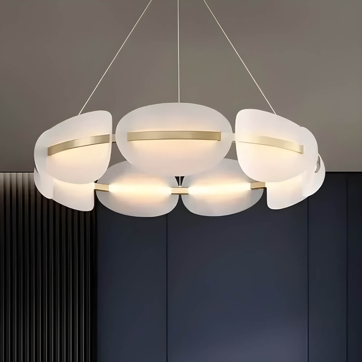 Multi-head Pendant Ceiling Light in Frosted Acrylic & Iron