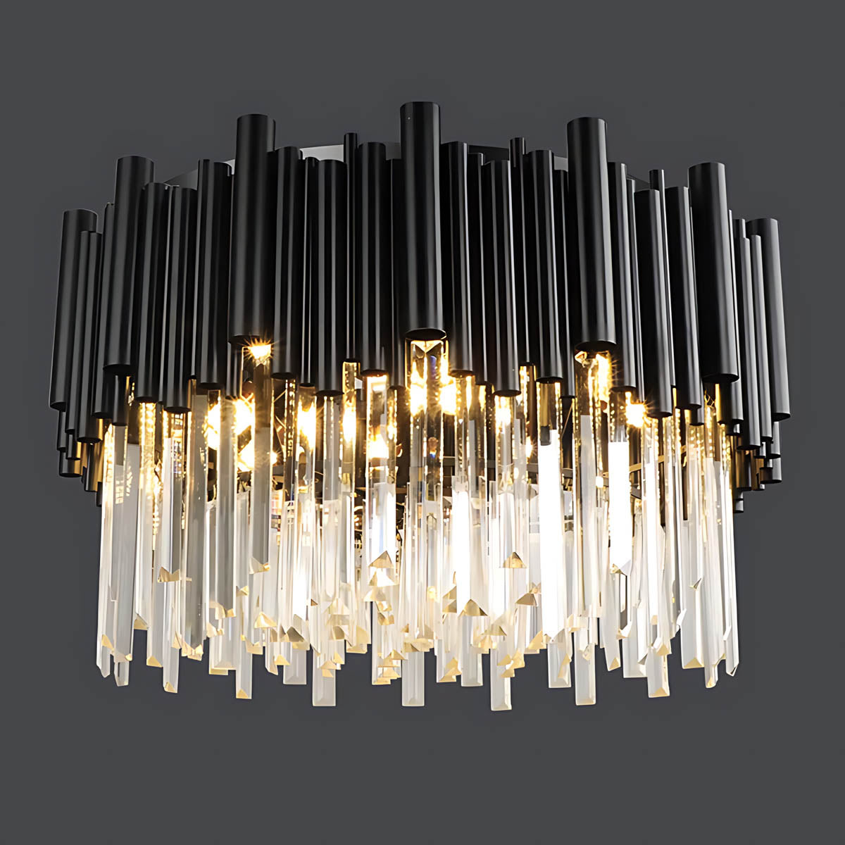Iron & Crystal LED Surface-Mount Chandelier NOIRINE