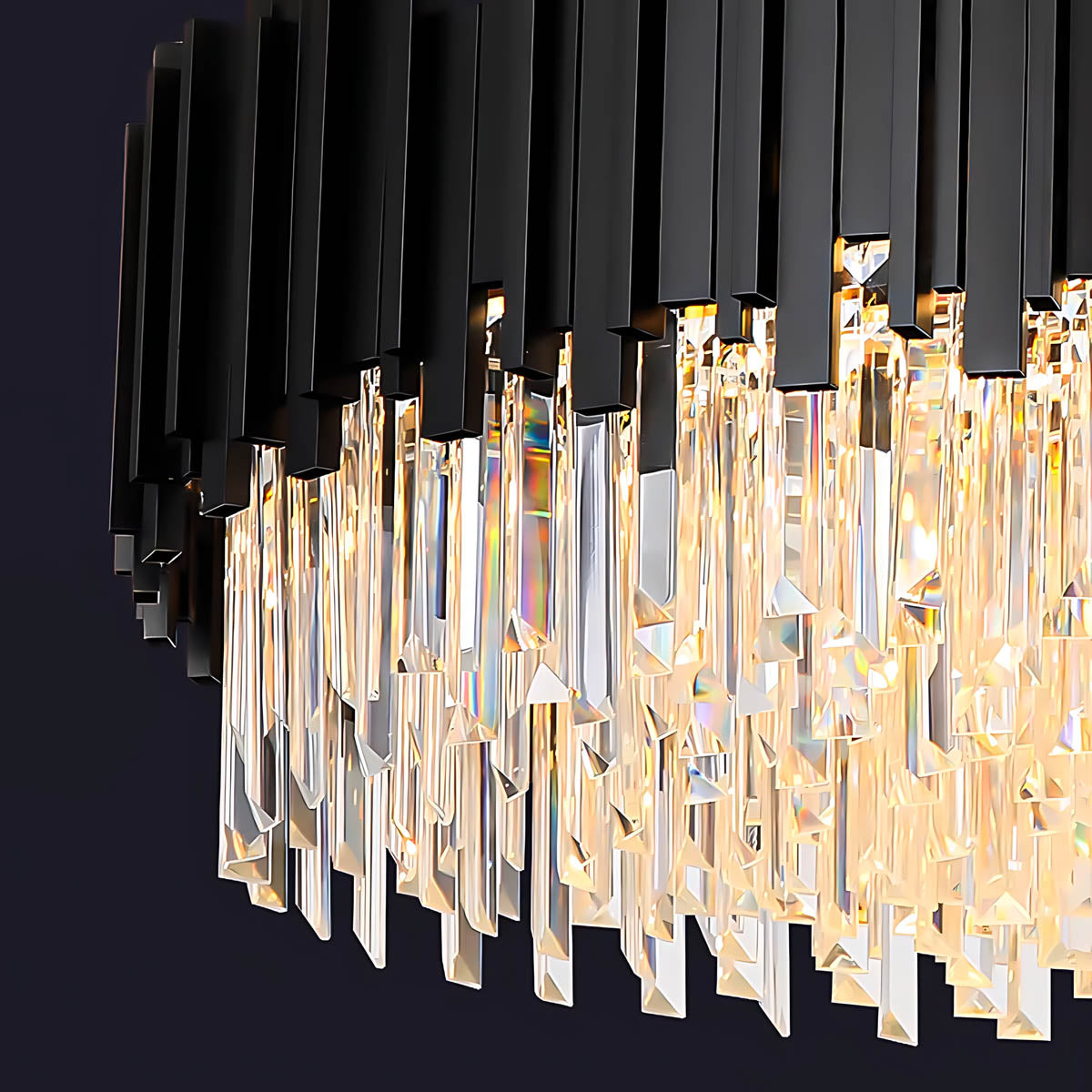 Iron & Crystal LED Surface-Mount Chandelier NOIRINE