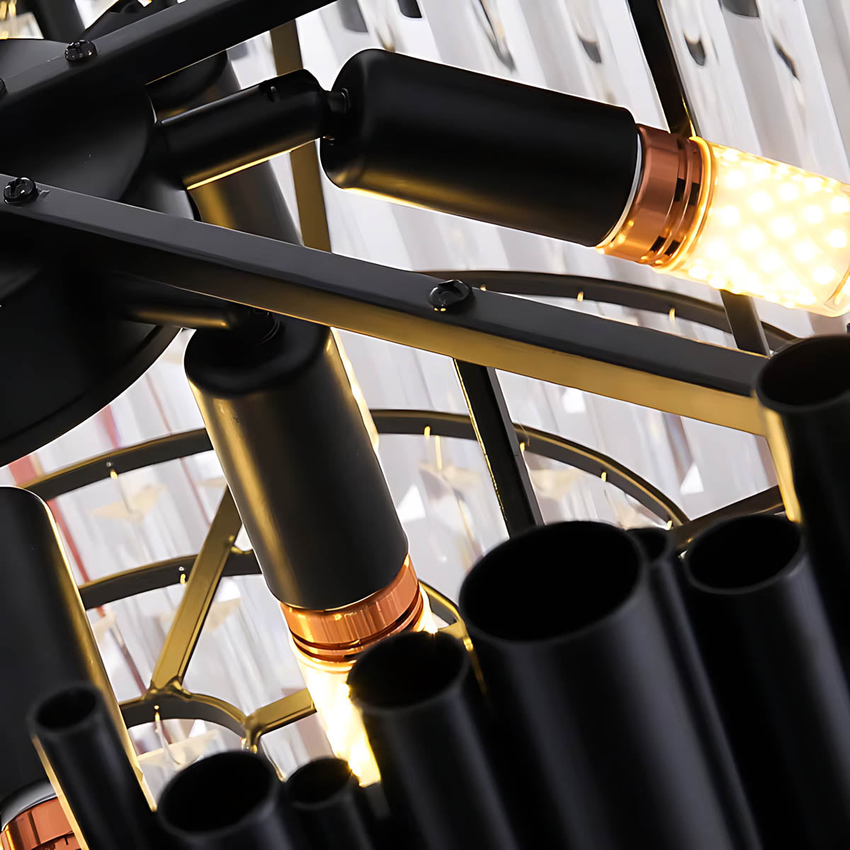 Iron & Crystal LED Surface-Mount Chandelier NOIRINE