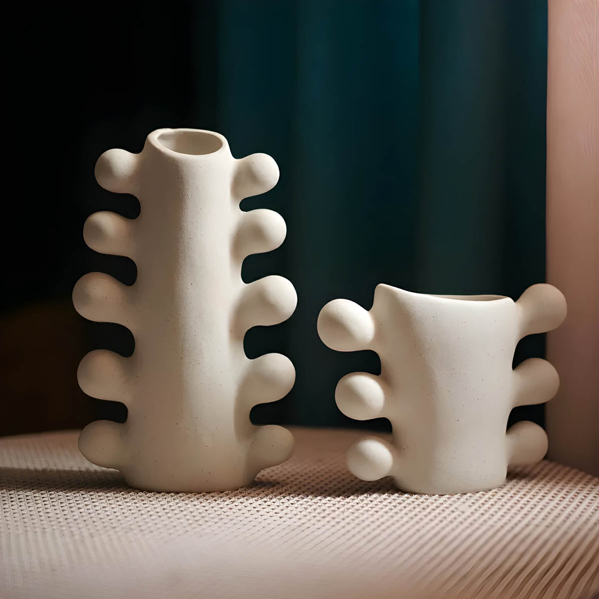 Sculptural Speckled White Ceramic & Porcelain Vase — Organic Accent Design