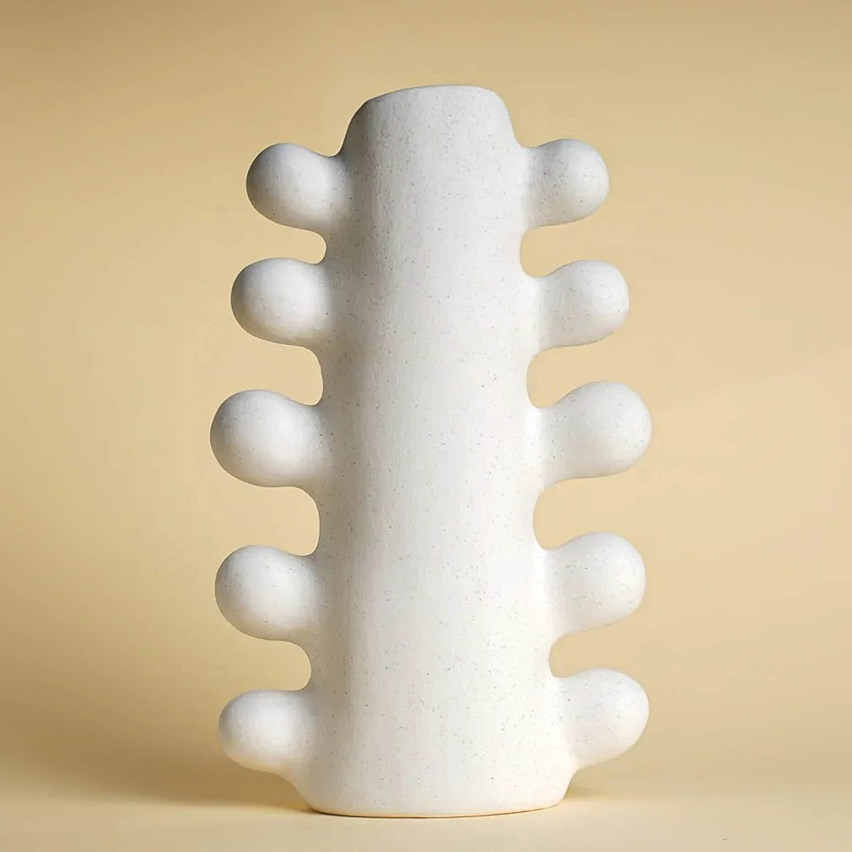 Sculptural Speckled White Ceramic & Porcelain Vase — Organic Accent Design