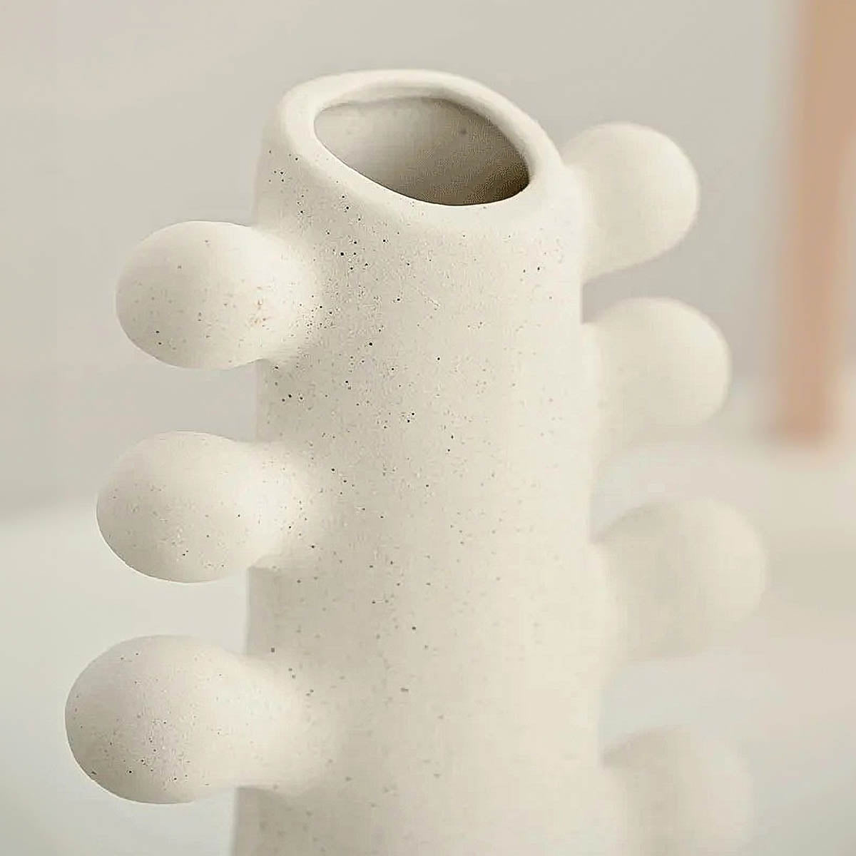 Sculptural Speckled White Ceramic & Porcelain Vase — Organic Accent Design