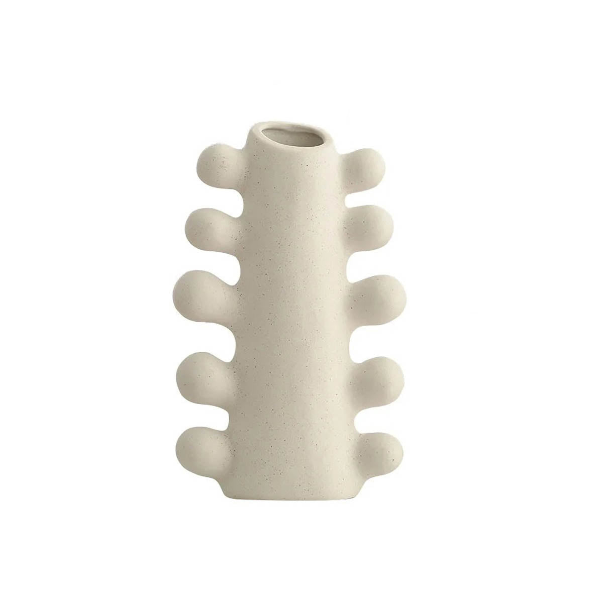 Sculptural Speckled White Ceramic & Porcelain Vase — Organic Accent Design