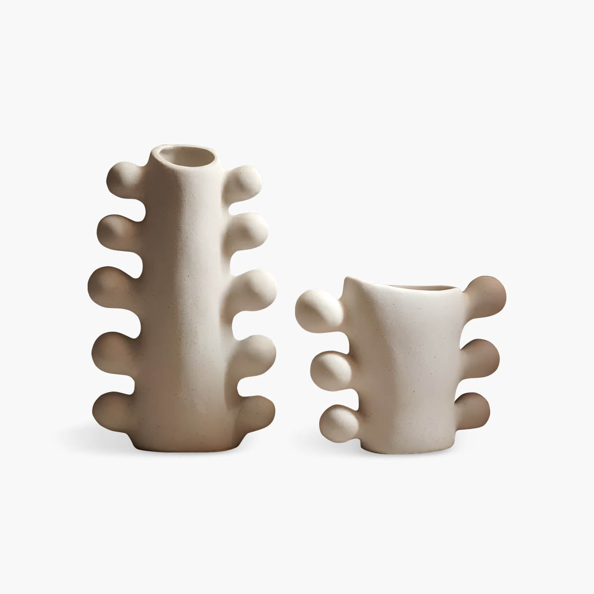 Sculptural Speckled White Ceramic & Porcelain Vase — Organic Accent Design