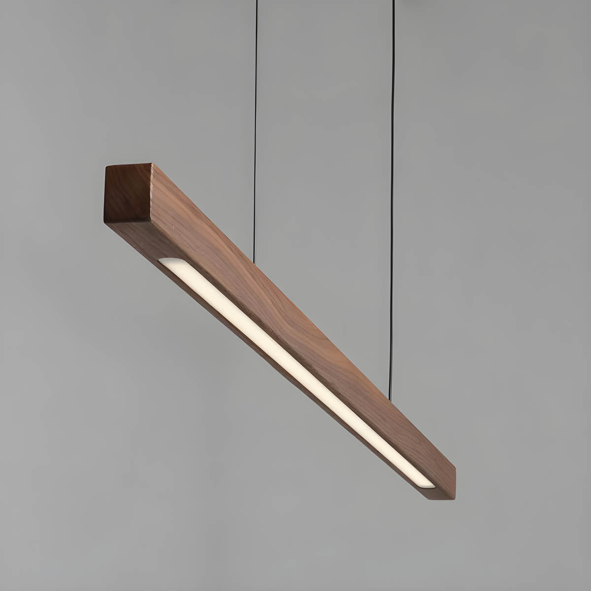 Wood and Metal Linear LED Pendant Light 80-180 cm