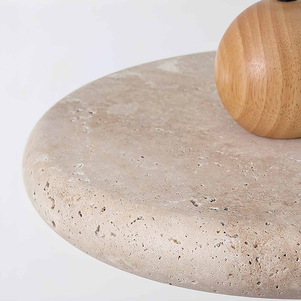 Natural Travertine & Wood LED Pendant Light NYESHA