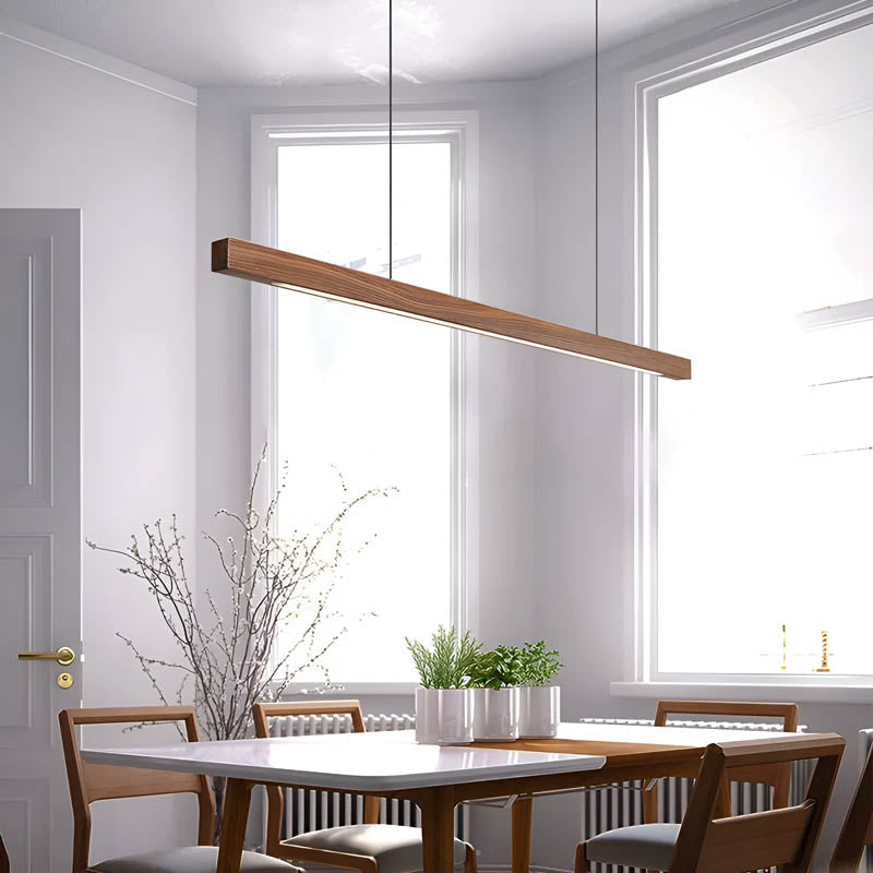 Wood and Metal Linear LED Pendant Light 80-180 cm