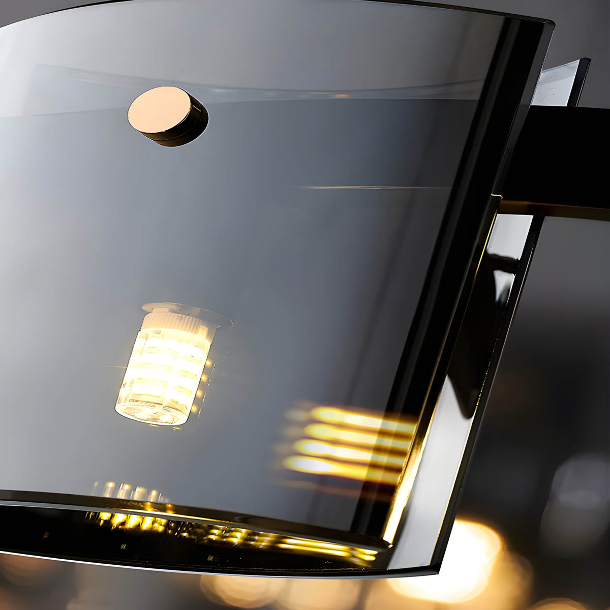 Round & Bar G9 LED Chandelier 60-140 cm, Amber & Smoky Glass