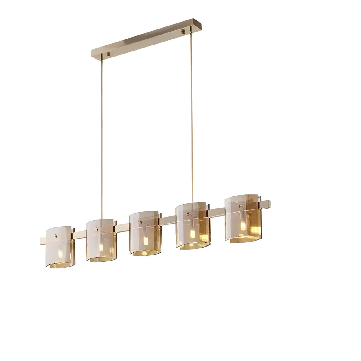 Round & Bar G9 LED Chandelier 60-140 cm, Amber & Smoky Glass