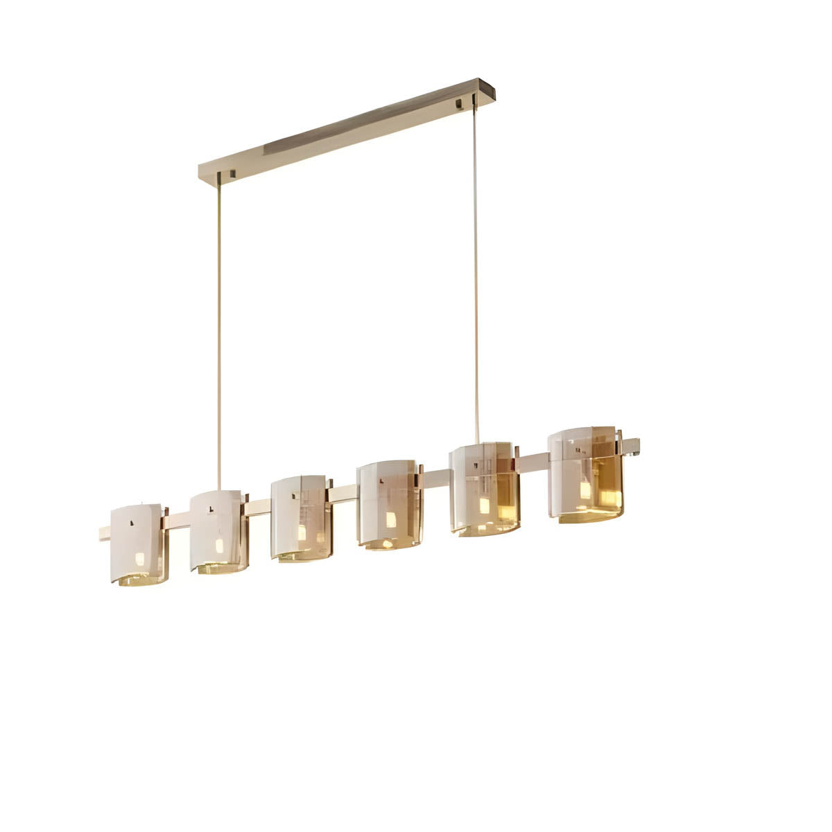 Round & Bar G9 LED Chandelier 60-140 cm, Amber & Smoky Glass