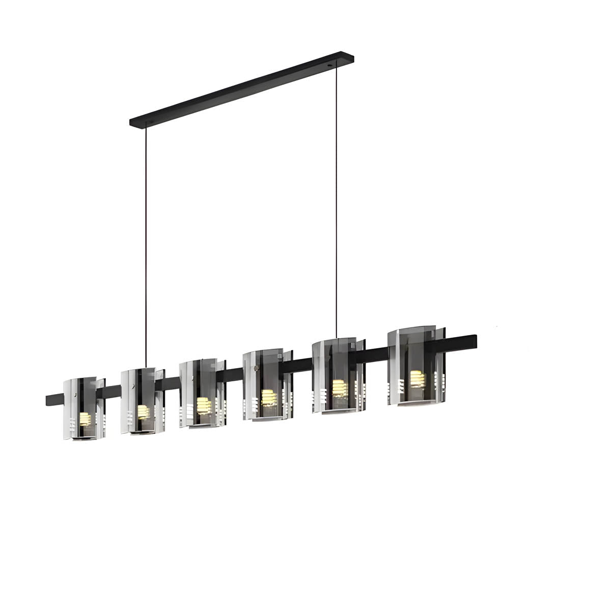 Round & Bar G9 LED Chandelier 60-140 cm, Amber & Smoky Glass