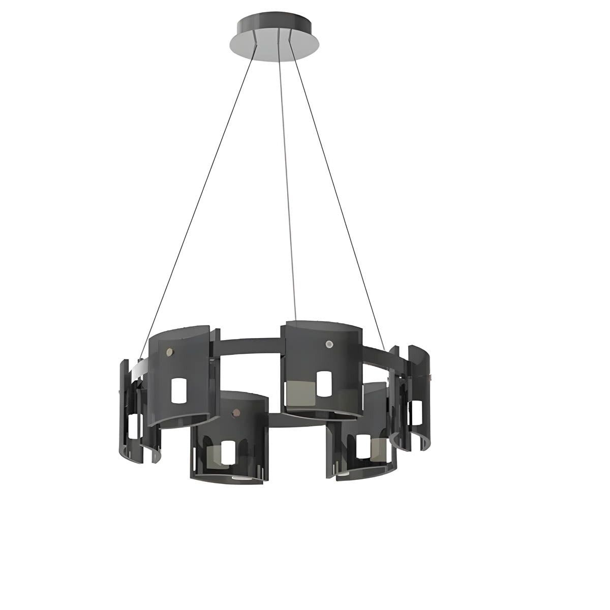 Round & Bar G9 LED Chandelier 60-140 cm, Amber & Smoky Glass