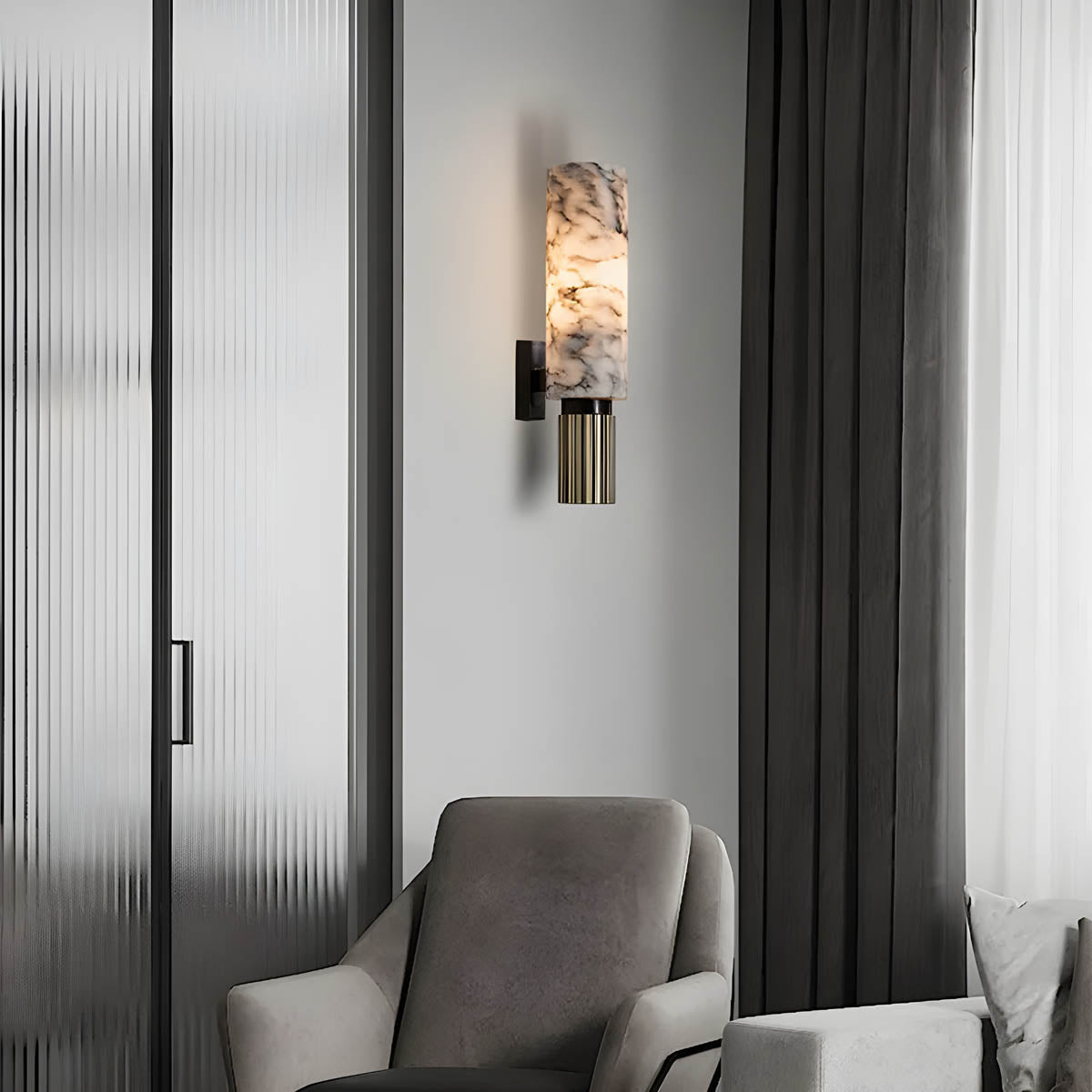 Marble and copper wall-mounted LED light