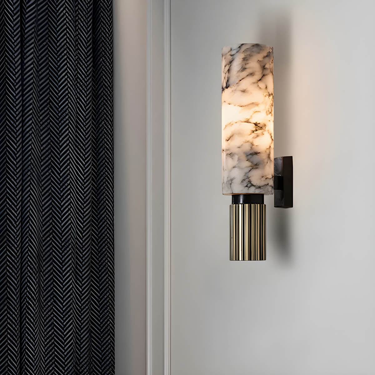 Marble and copper wall-mounted LED light