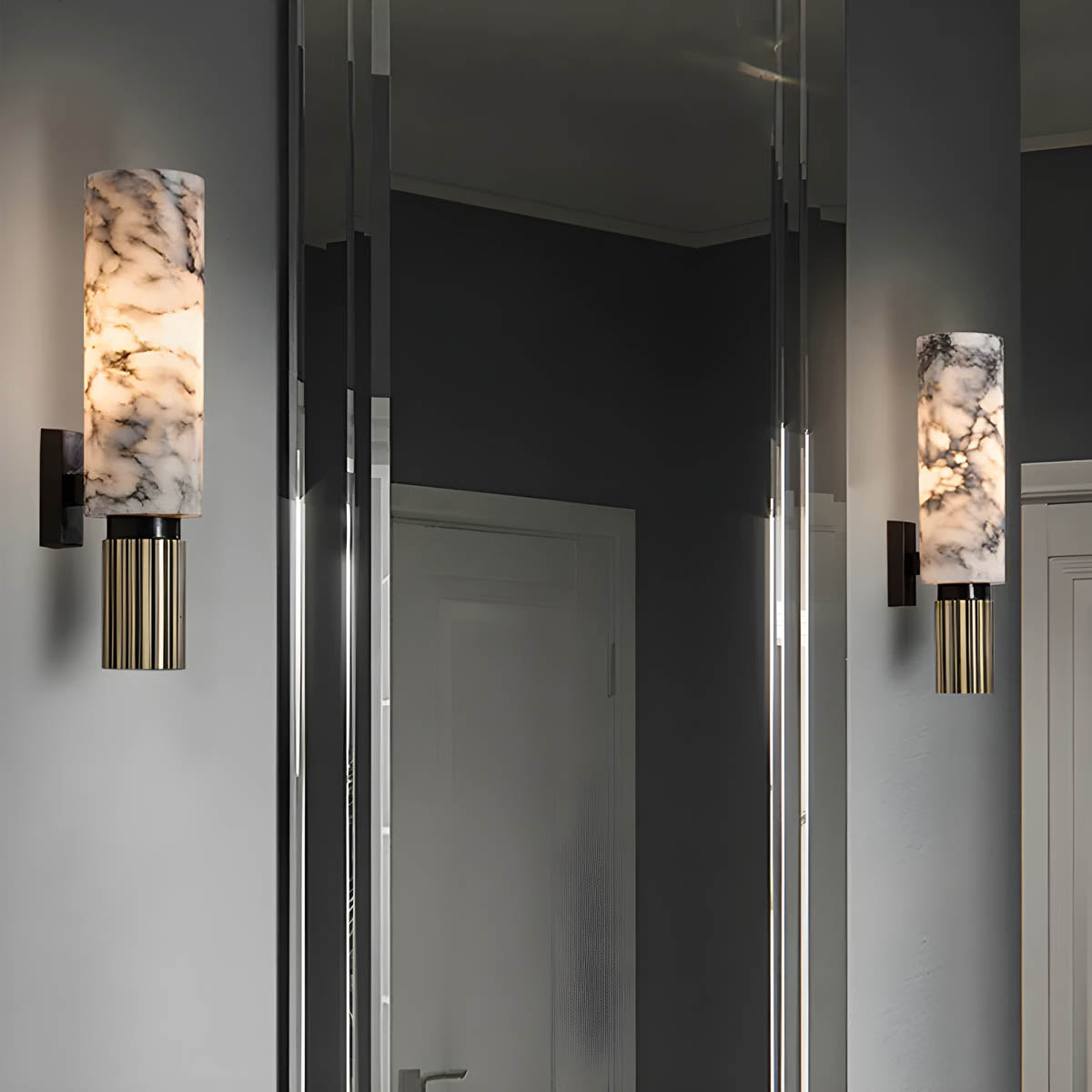 Marble and copper wall-mounted LED light
