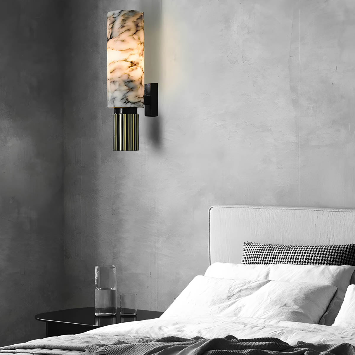 Marble and copper wall-mounted LED light