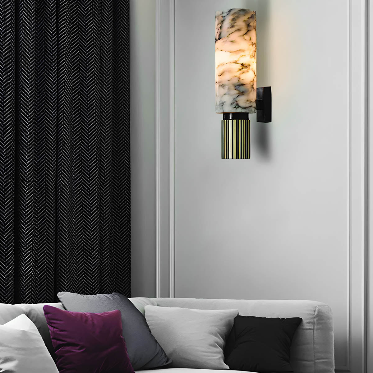 Marble and copper wall-mounted LED light