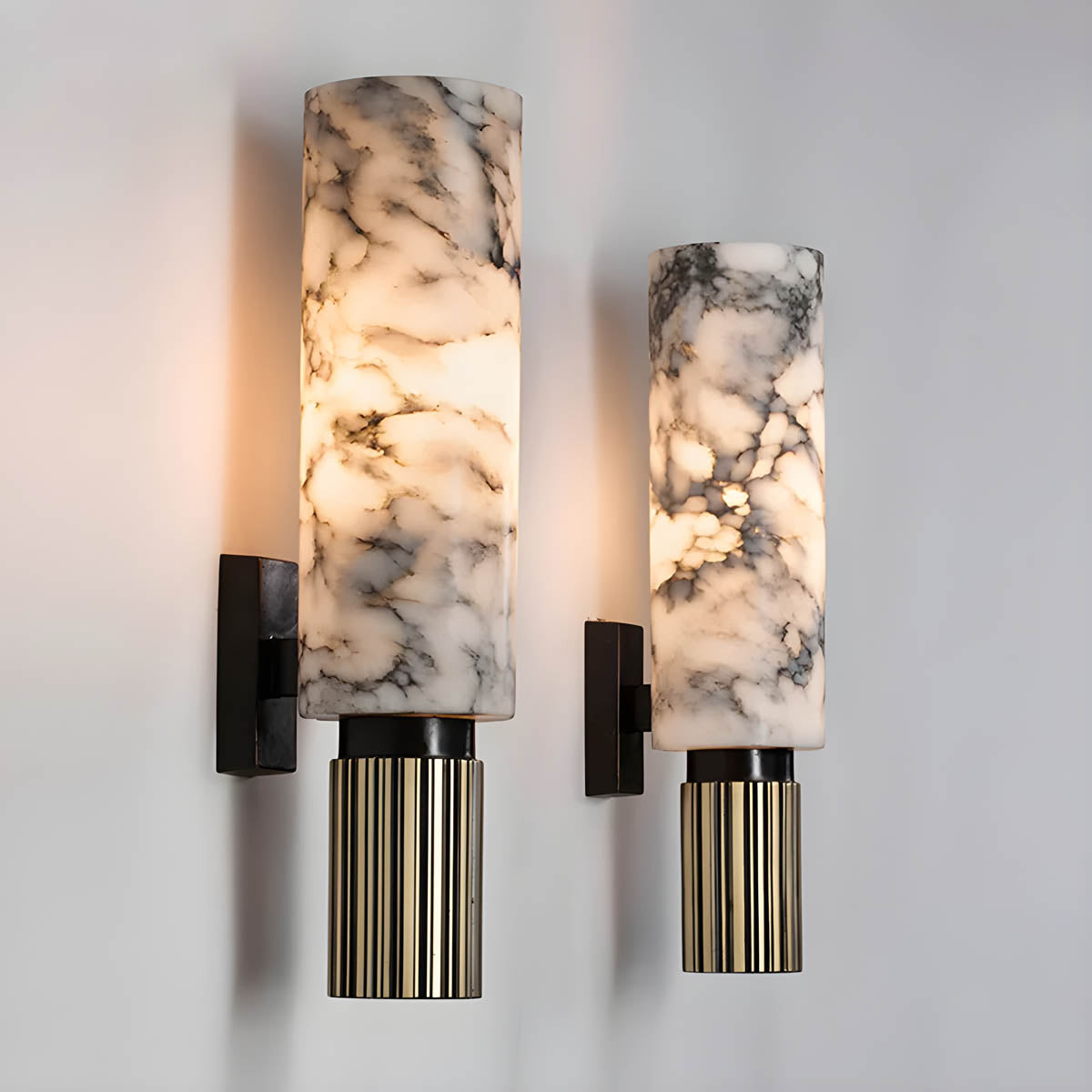 Marble and copper wall-mounted LED light