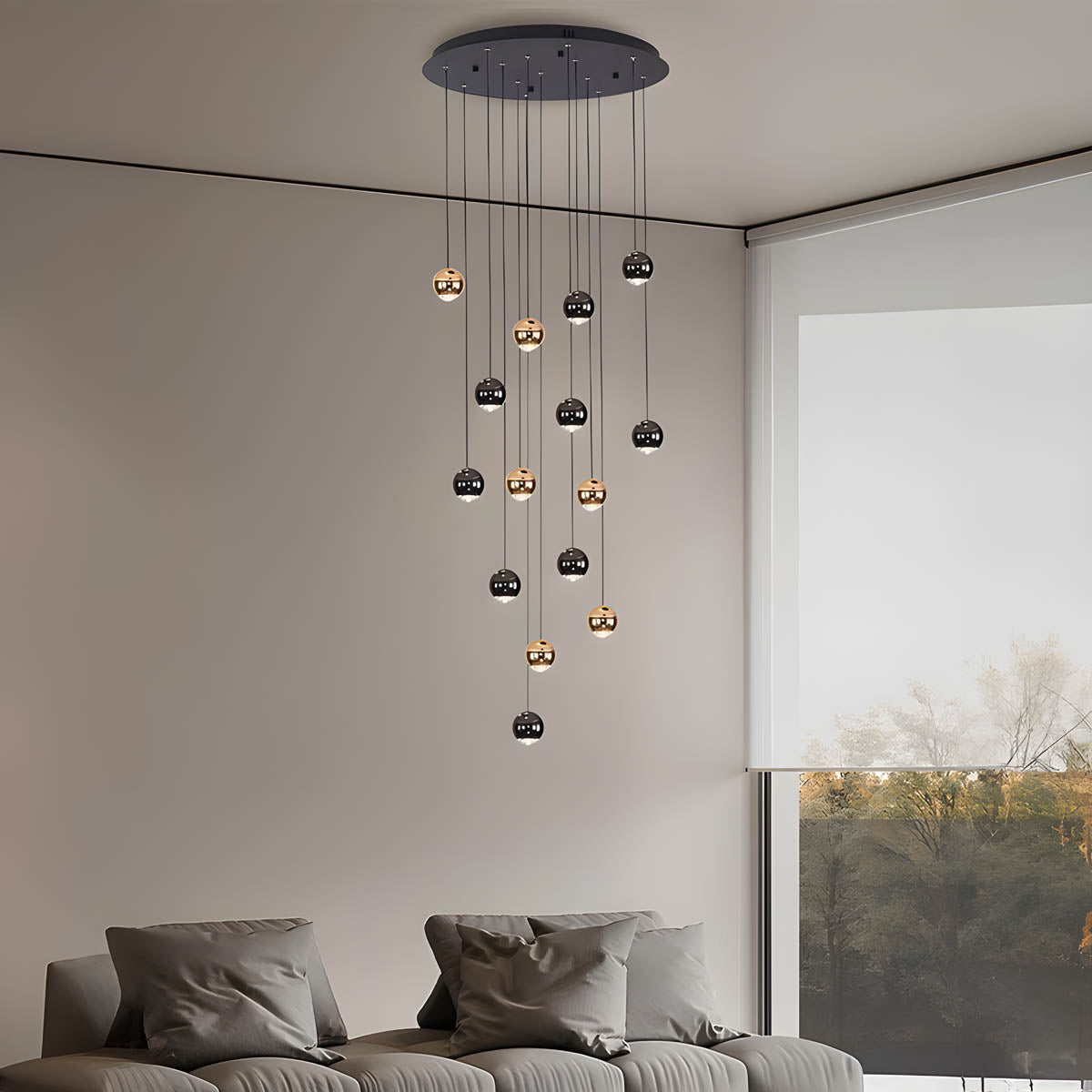 Modern Multi-Light Chandelier – Aluminum & Acrylic Cluster