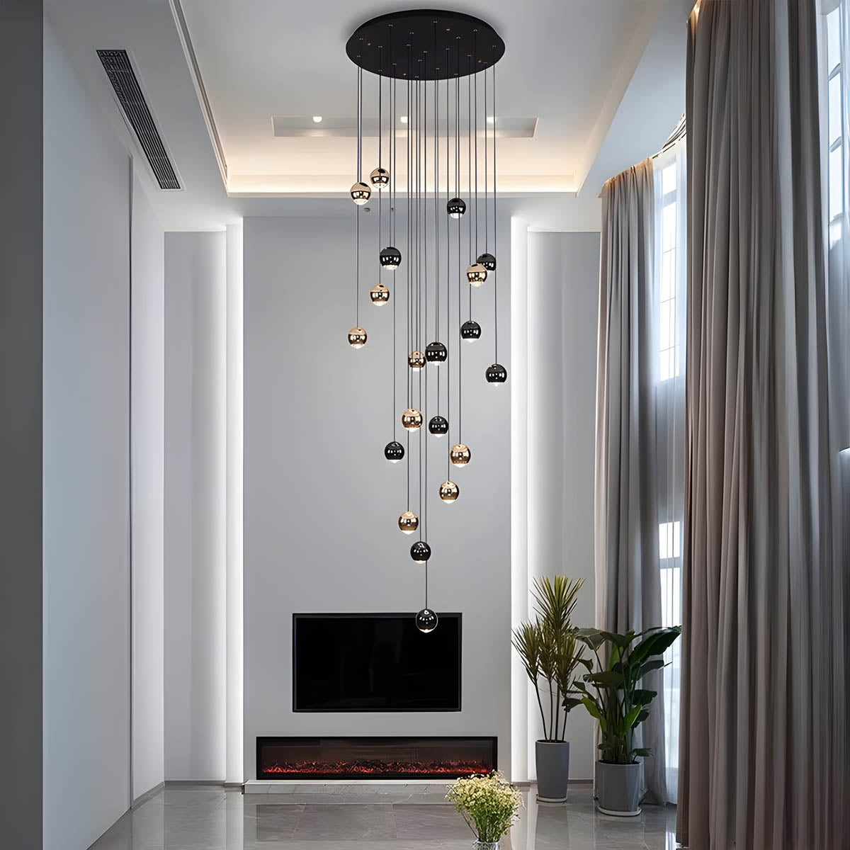 Modern Multi-Light Chandelier – Aluminum & Acrylic Cluster
