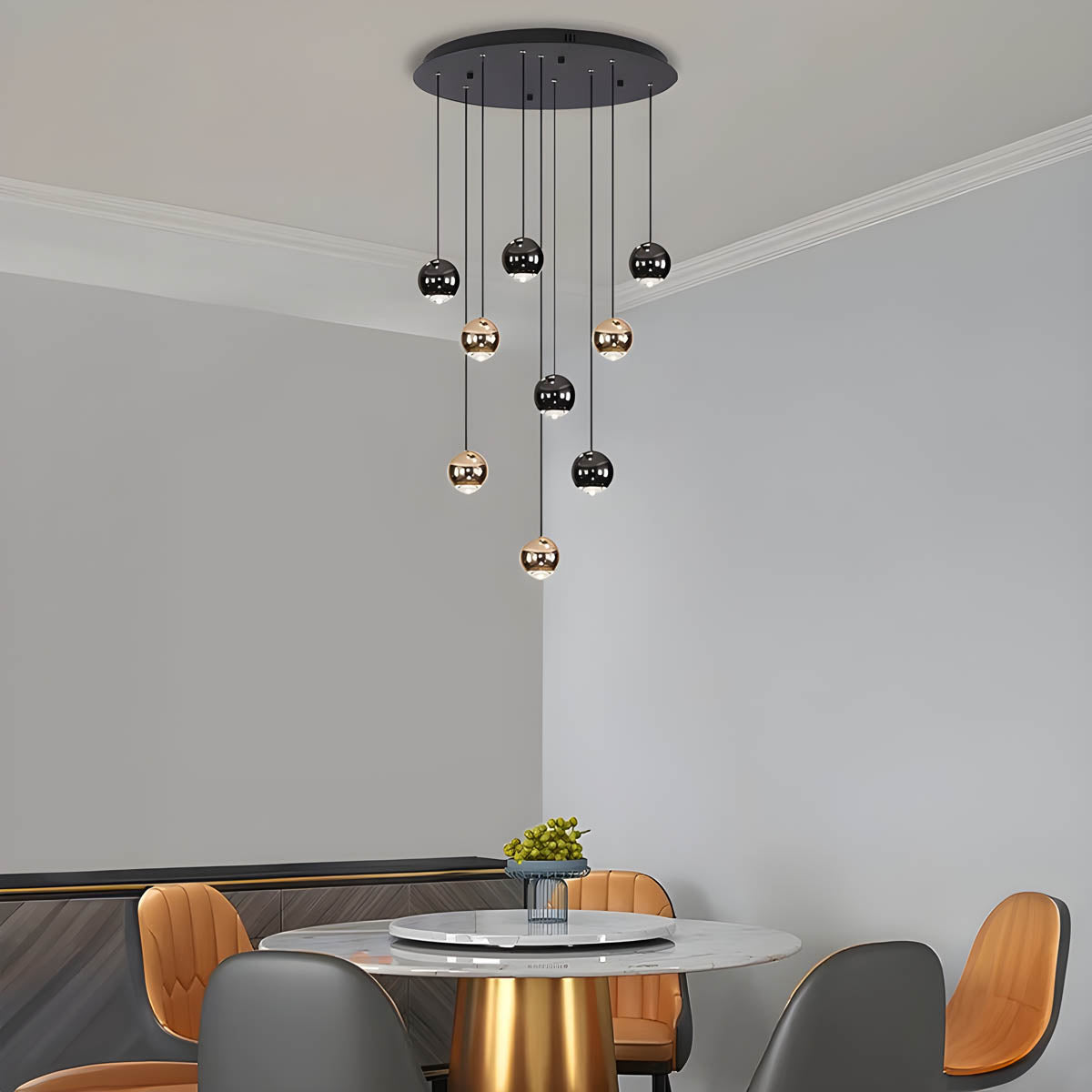 Modern Multi-Light Chandelier – Aluminum & Acrylic Cluster