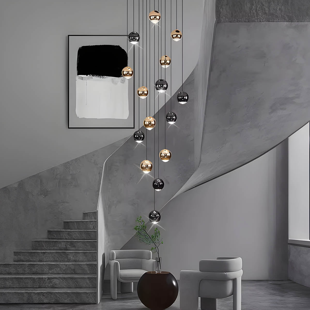 Modern Multi-Light Chandelier – Aluminum & Acrylic Cluster