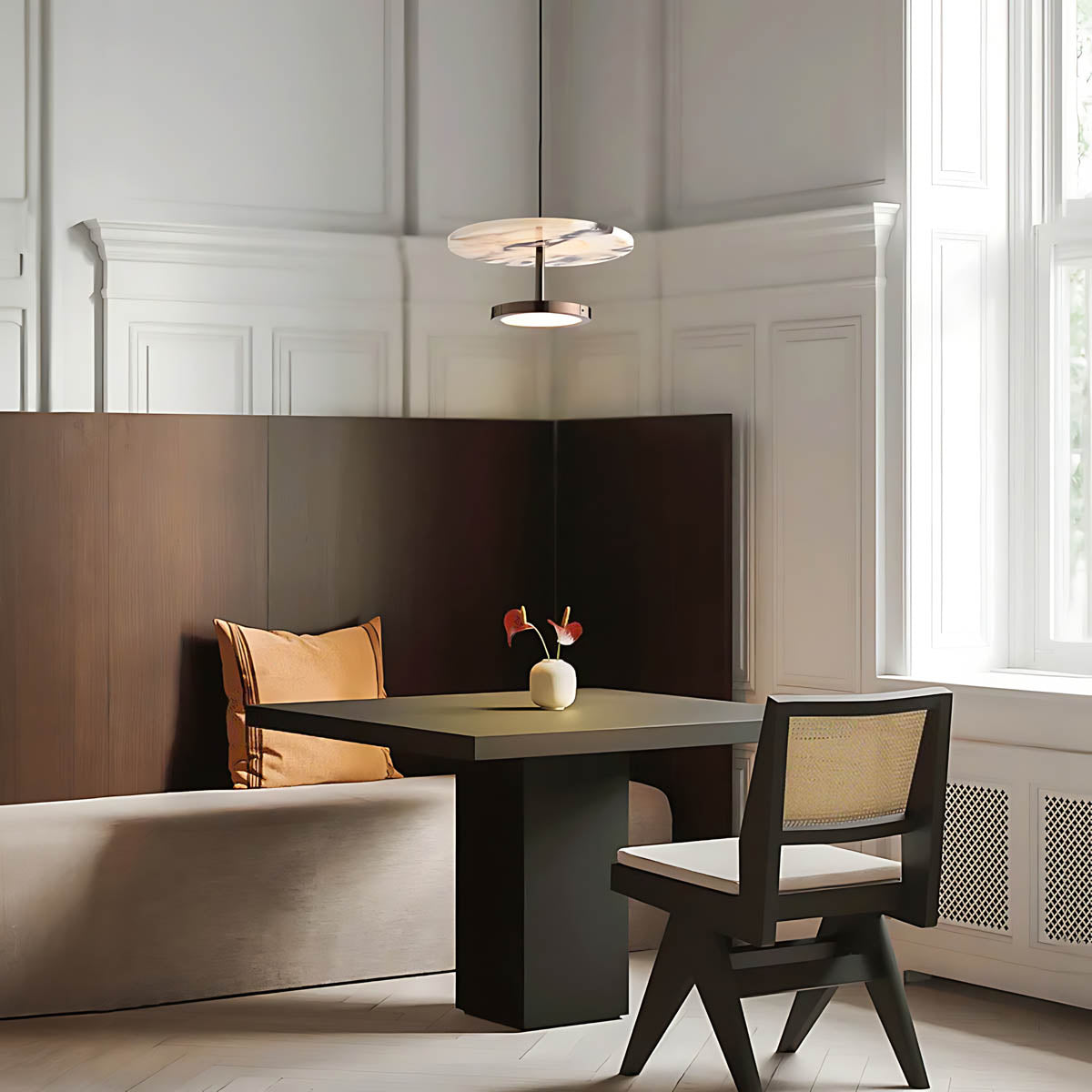 Natural marble & iron pendant light