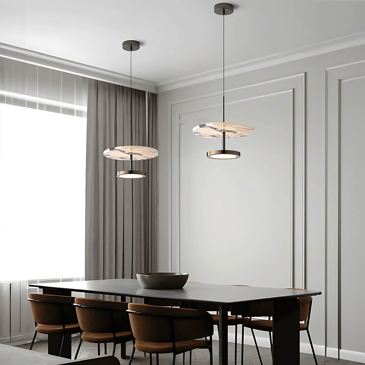 Natural marble & iron pendant light