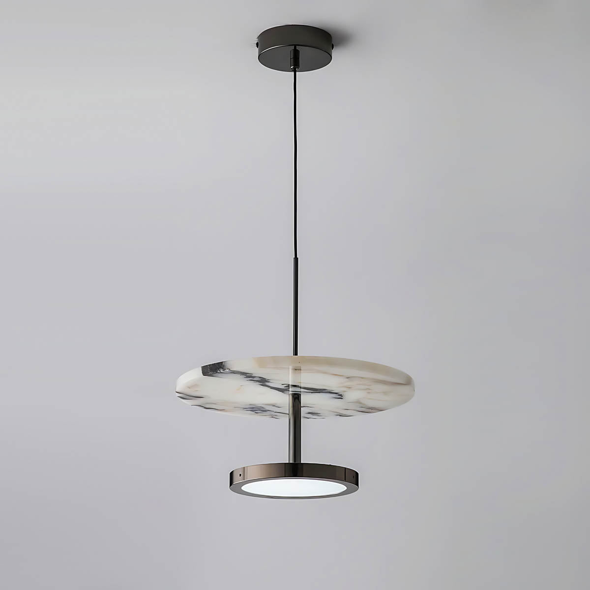 Natural marble & iron pendant light