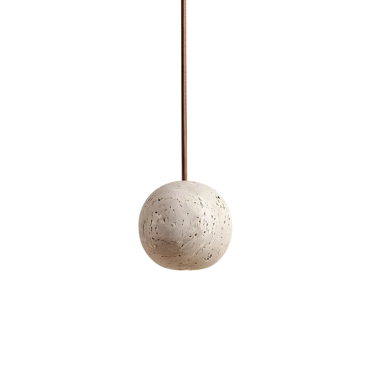 Travertine & wood sphere pendant light