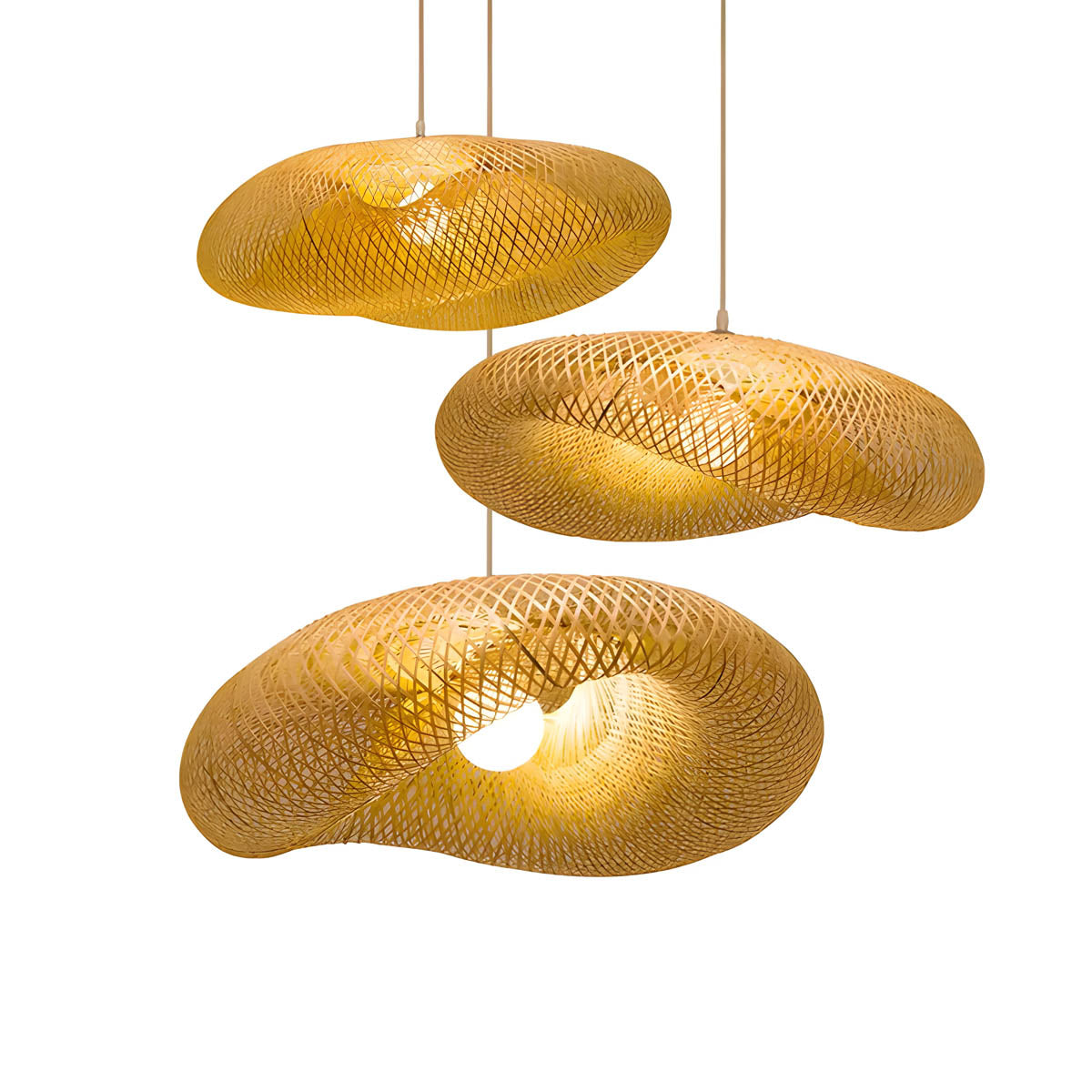 Bamboo & iron statement pendant light LED
