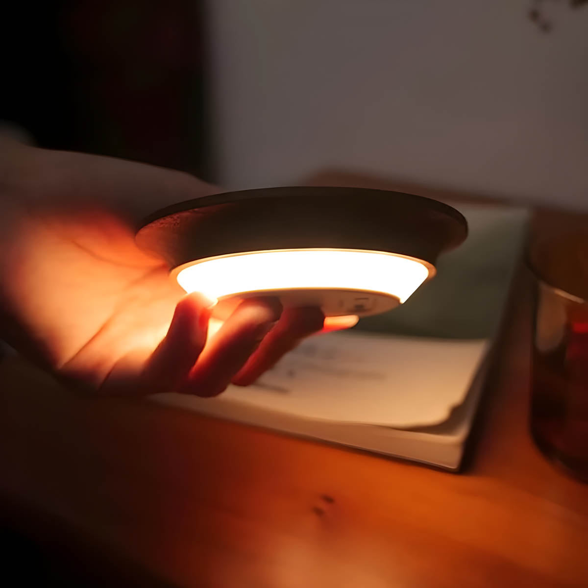 USB-Rechargeable Wood Motion-Sensor Wall Light