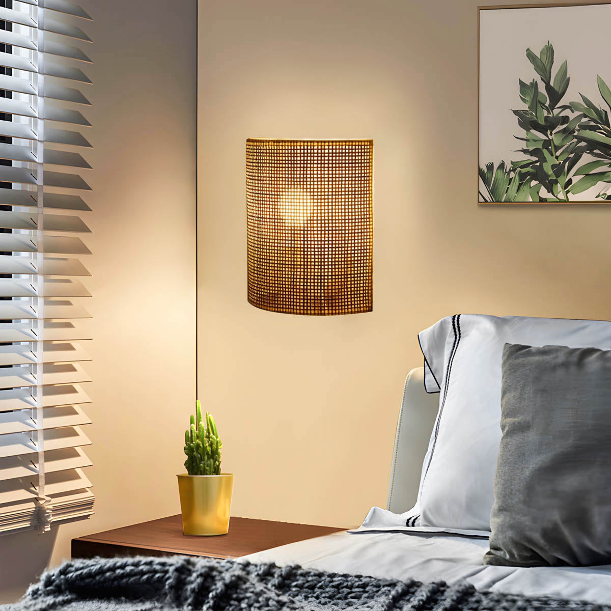Rattan Wall Light Natural Fibre Indoor Wall Sconce