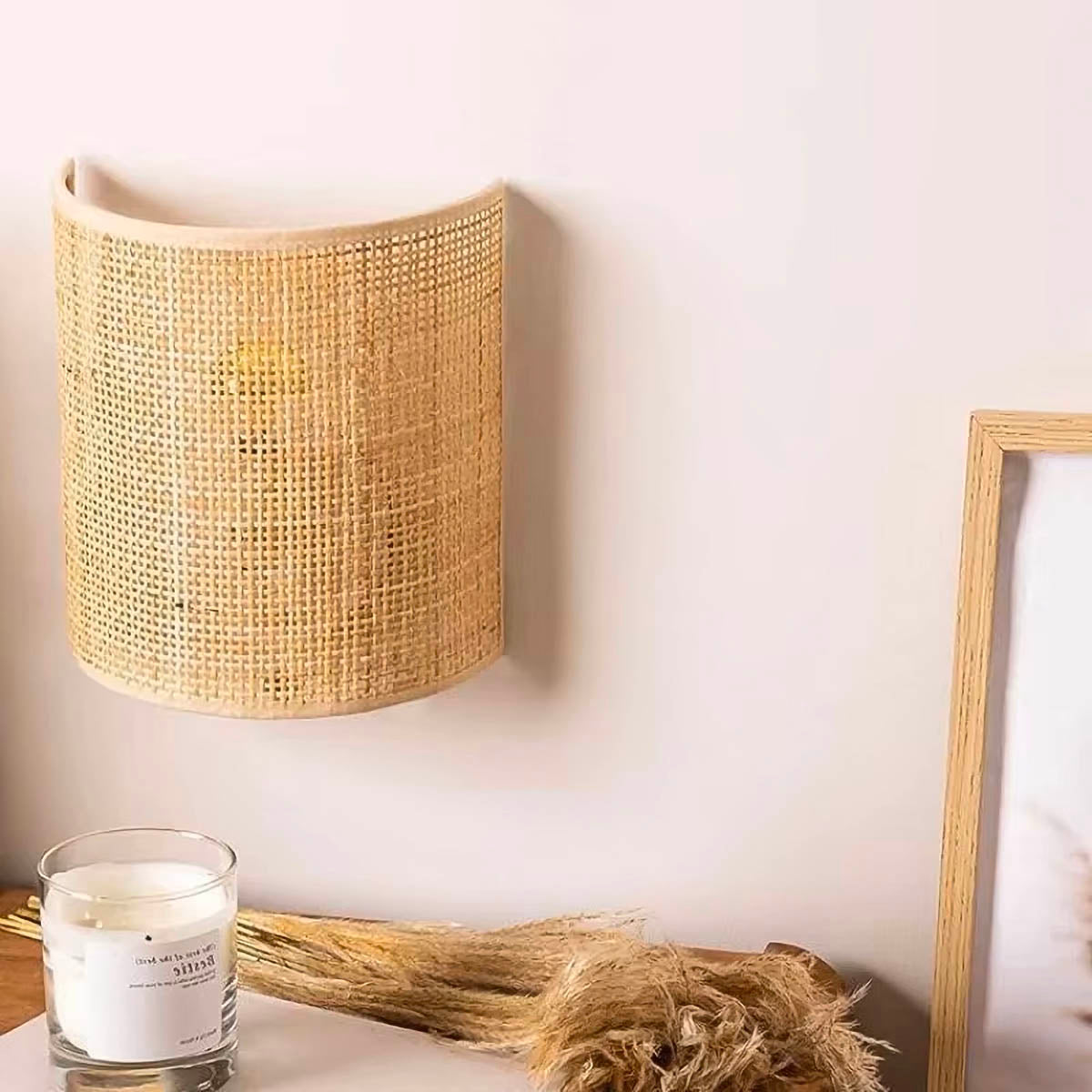 Rattan Wall Light Natural Fibre Indoor Wall Sconce