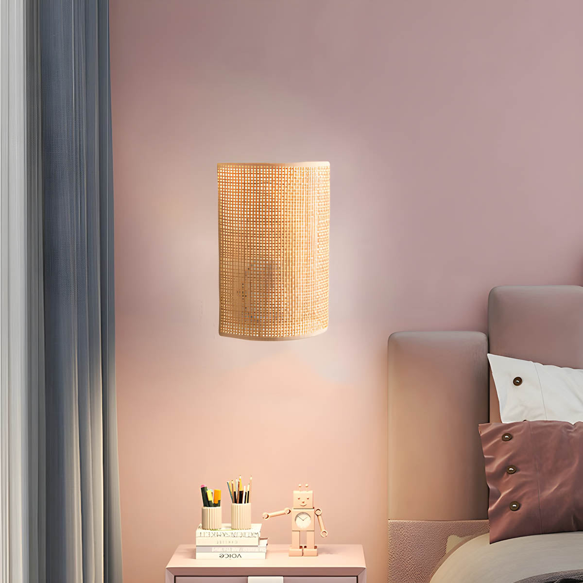 Rattan Wall Light Natural Fibre Indoor Wall Sconce