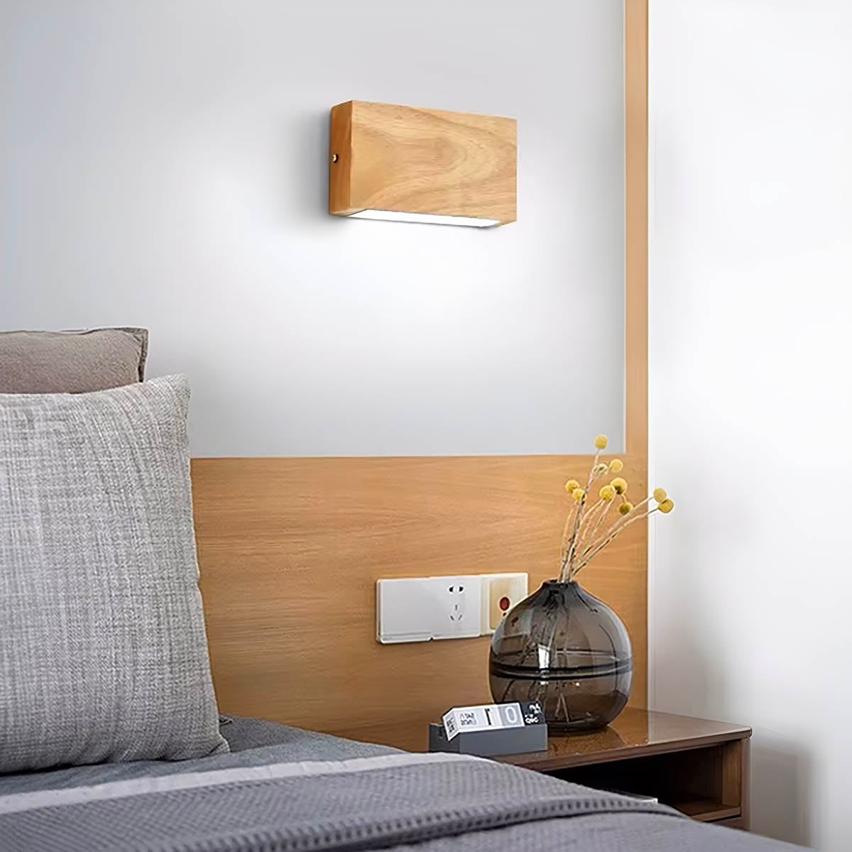 Wood and Acrylic LED Wall Light, Down or Up & Down
