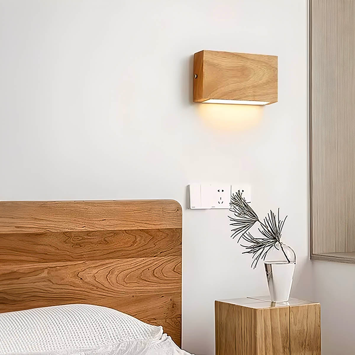 Wood and Acrylic LED Wall Light, Down or Up & Down